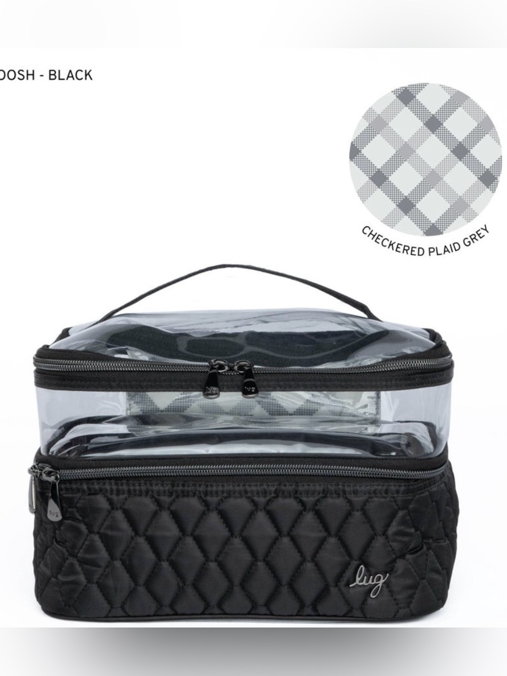 Whoosh Quilted Clear Top Cosmetic Case. Black. NWT